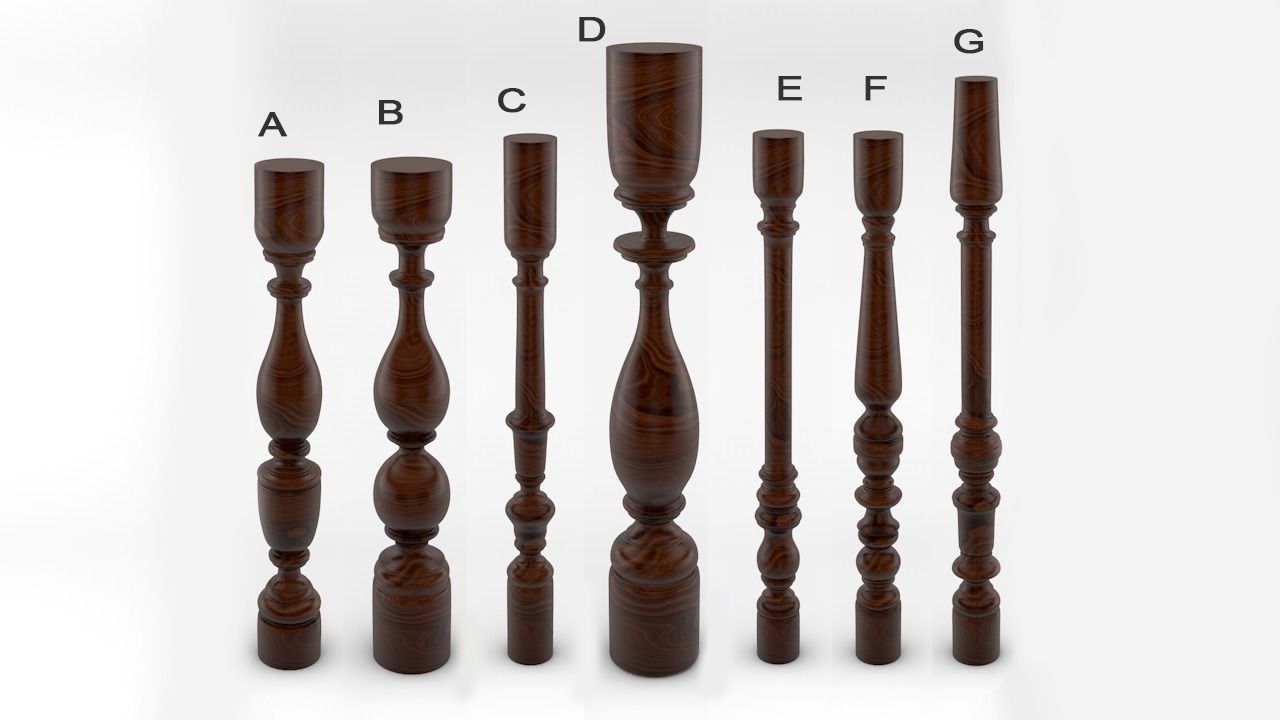 Baluster wooden candlestick 3D model_17