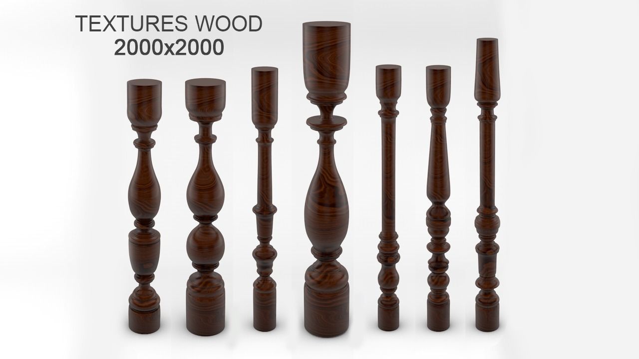 Baluster wooden candlestick 3D model_18