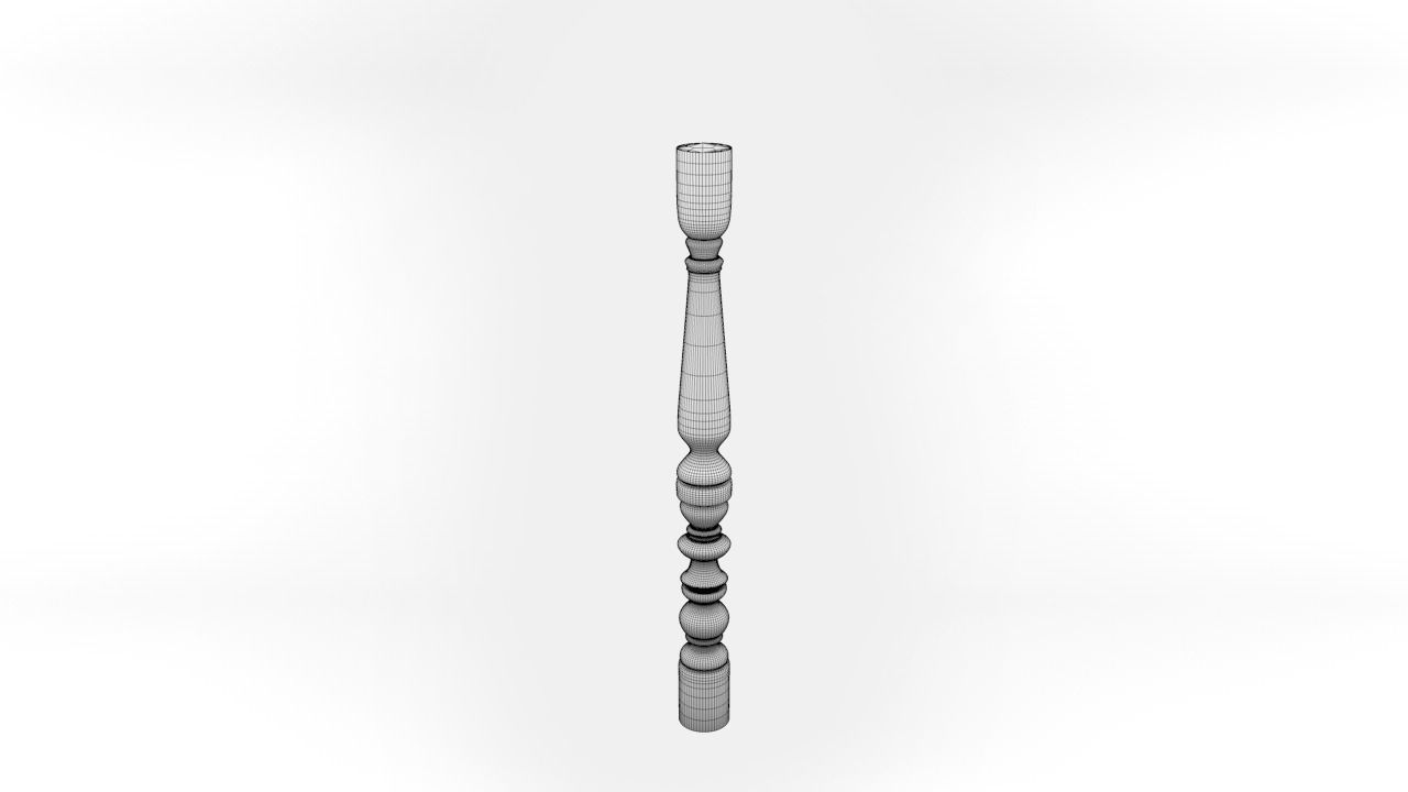 Baluster wooden candlestick 3D model_12
