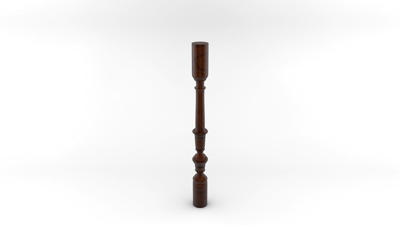 Baluster wooden candlestick 3D model_26