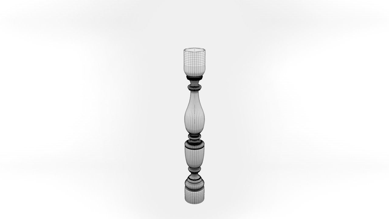 Baluster wooden candlestick 3D model_11
