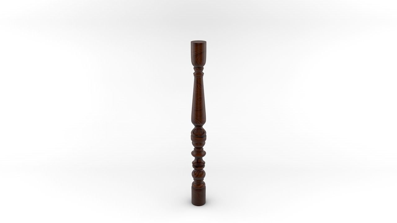 Baluster wooden candlestick 3D model_23