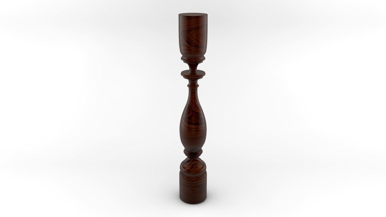 Baluster wooden candlestick 3D model_20