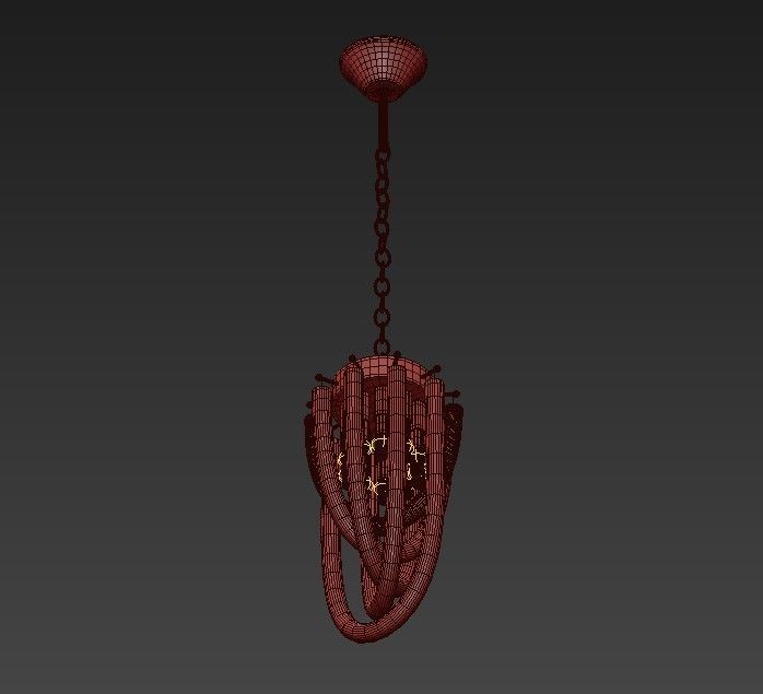Chandelier modern glass and metal 3D model_3