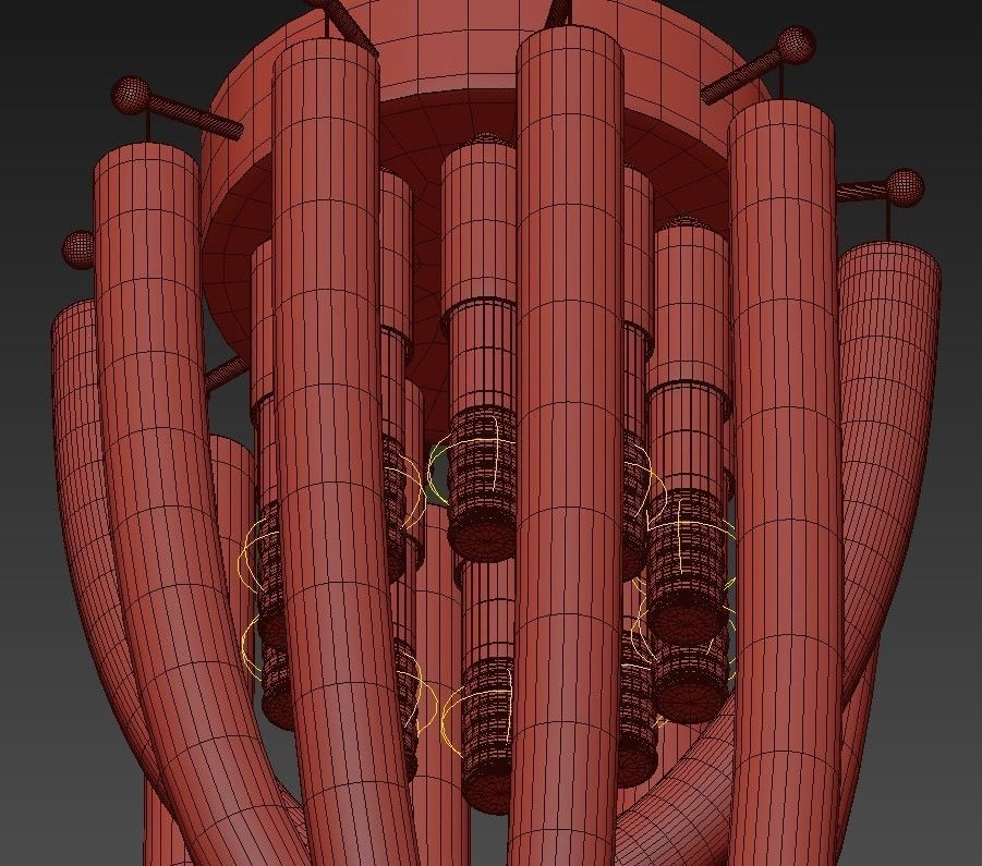 Chandelier modern glass and metal 3D model_5