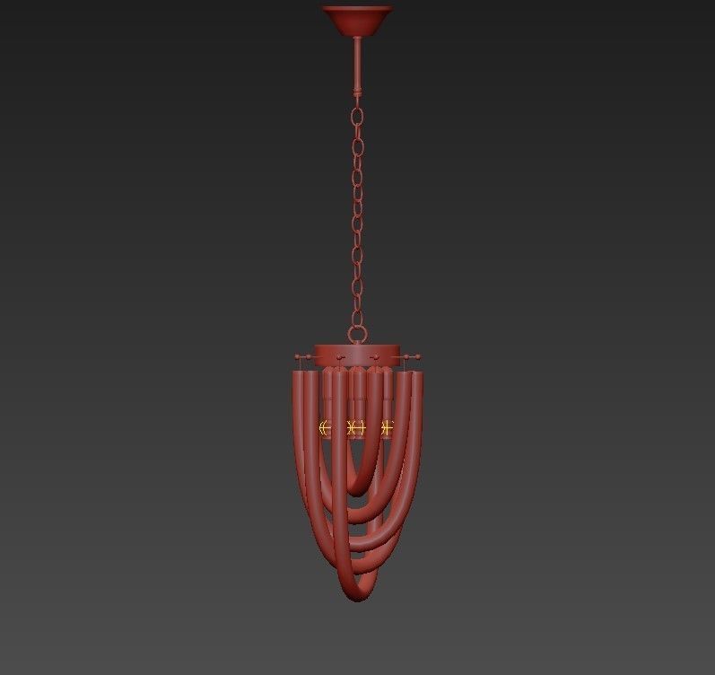 Chandelier modern glass and metal 3D model_1