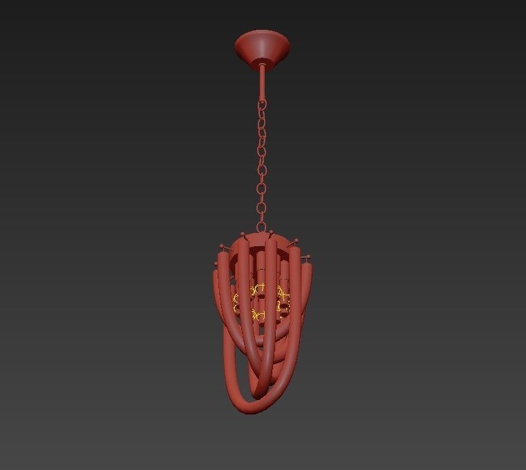 Chandelier modern glass and metal 3D model_2