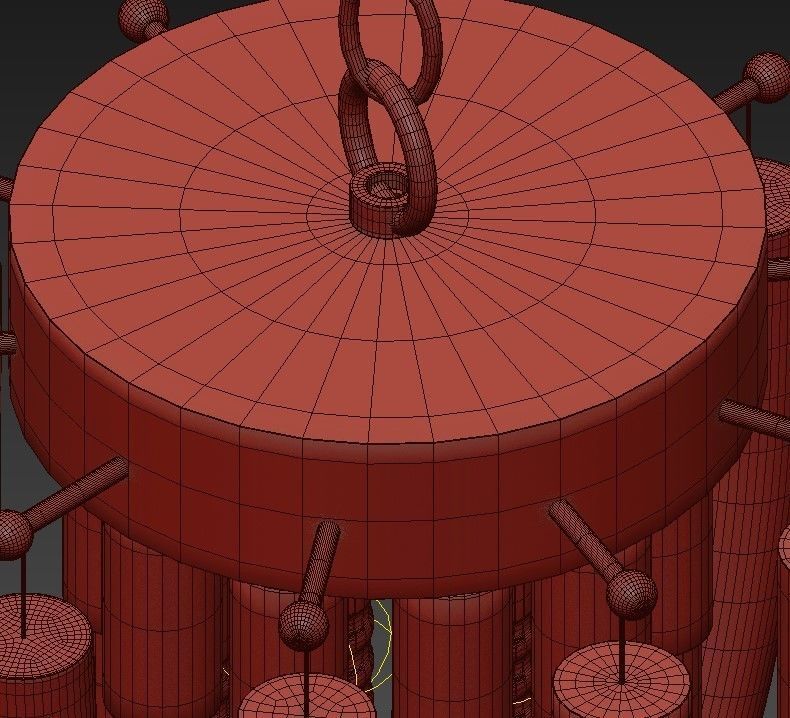 Chandelier modern glass and metal 3D model_6