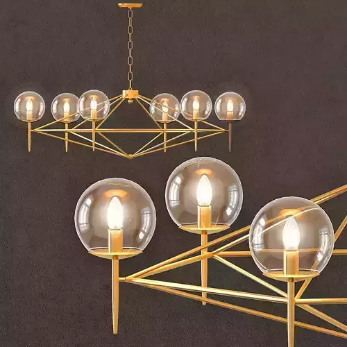 Rowan chandelier with balls hanging from it 3D model