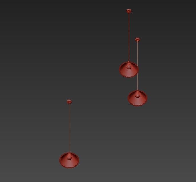 Annular hanging lamp with three lights 3D model_2