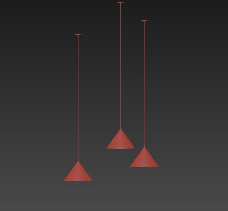 Annular hanging lamp with three lights 3D model_1