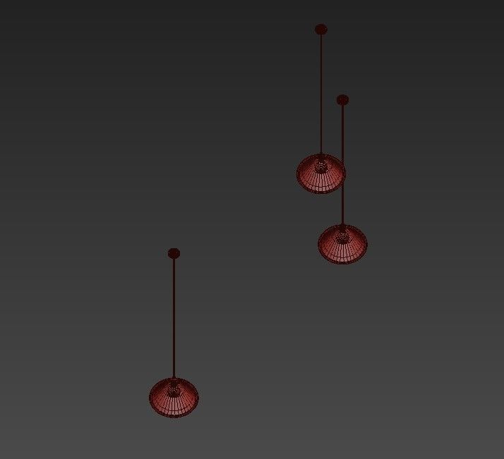 Annular hanging lamp with three lights 3D model_3