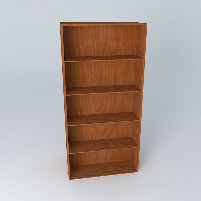 Wooden small  library Free 3D model_2