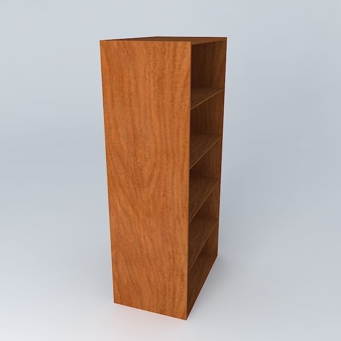 Wooden small  library Free 3D model_1