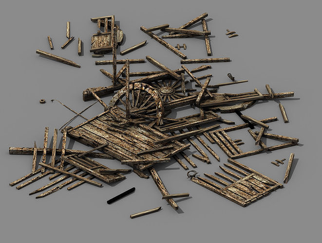 Game Elf Mountain - Broken - Chariot 02 3D model
