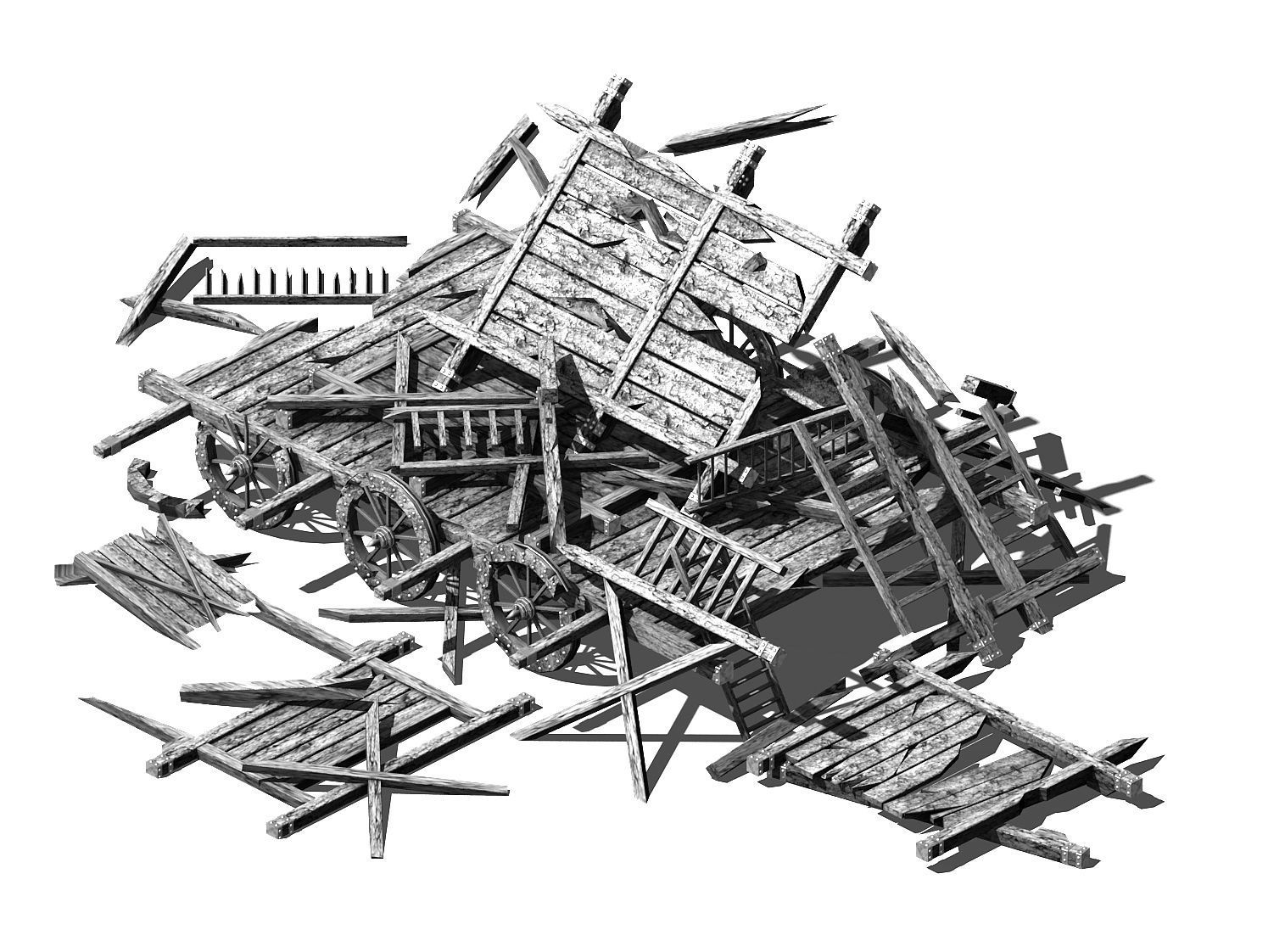 Game Elf Mountain - Broken - Chariot 03 3D model_2