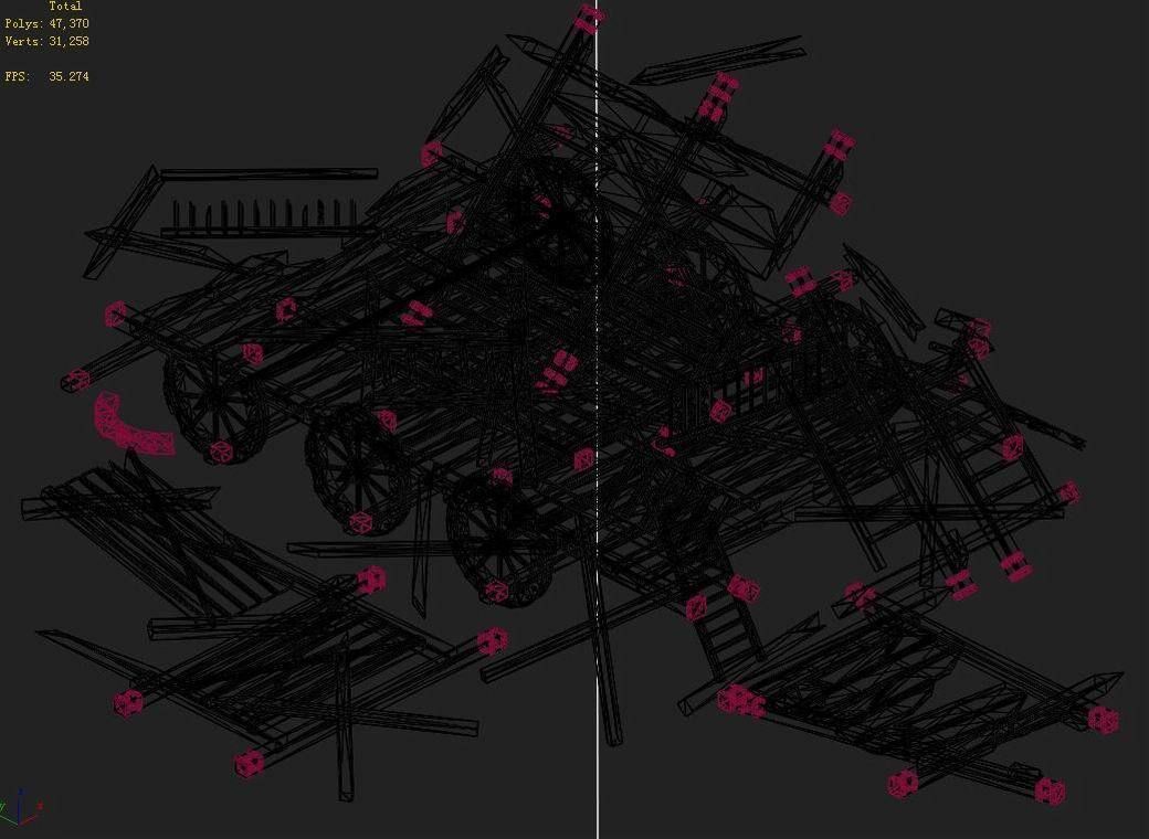 Game Elf Mountain - Broken - Chariot 03 3D model_3