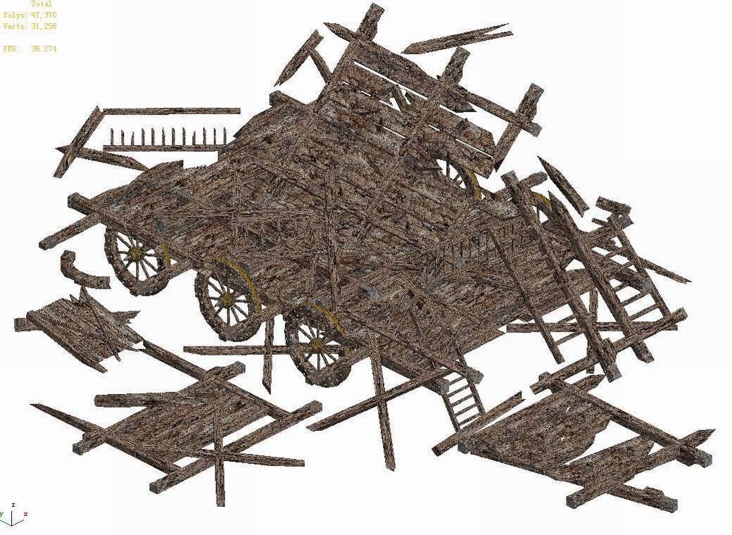 Game Elf Mountain - Broken - Chariot 03 3D model_4