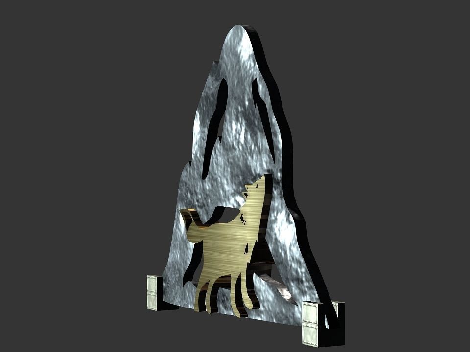 Wolf mountain stand Decoration Low-poly 3D model_11