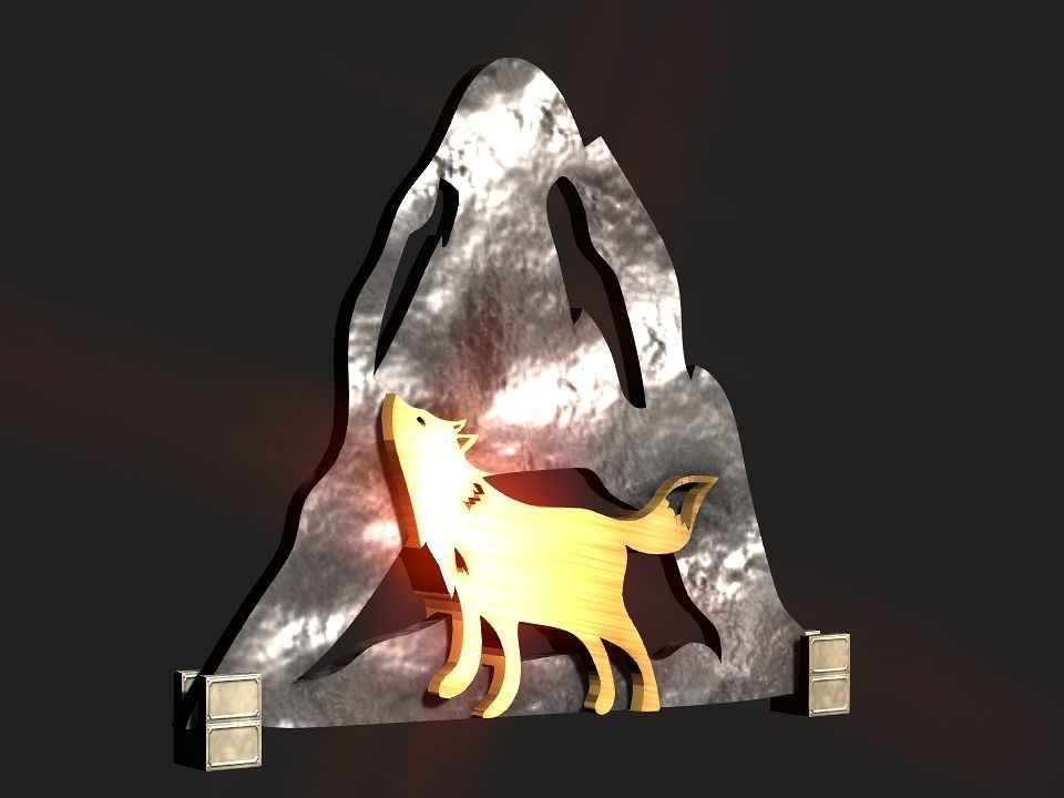 Wolf mountain stand Decoration Low-poly 3D model_20