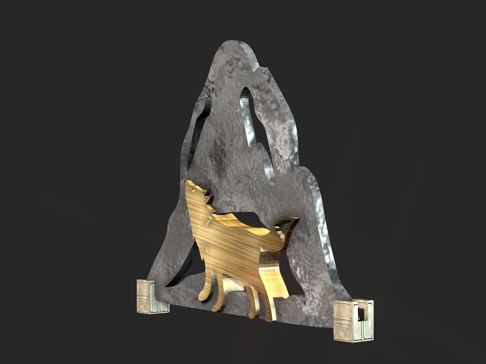 Wolf mountain stand Decoration Low-poly 3D model_12
