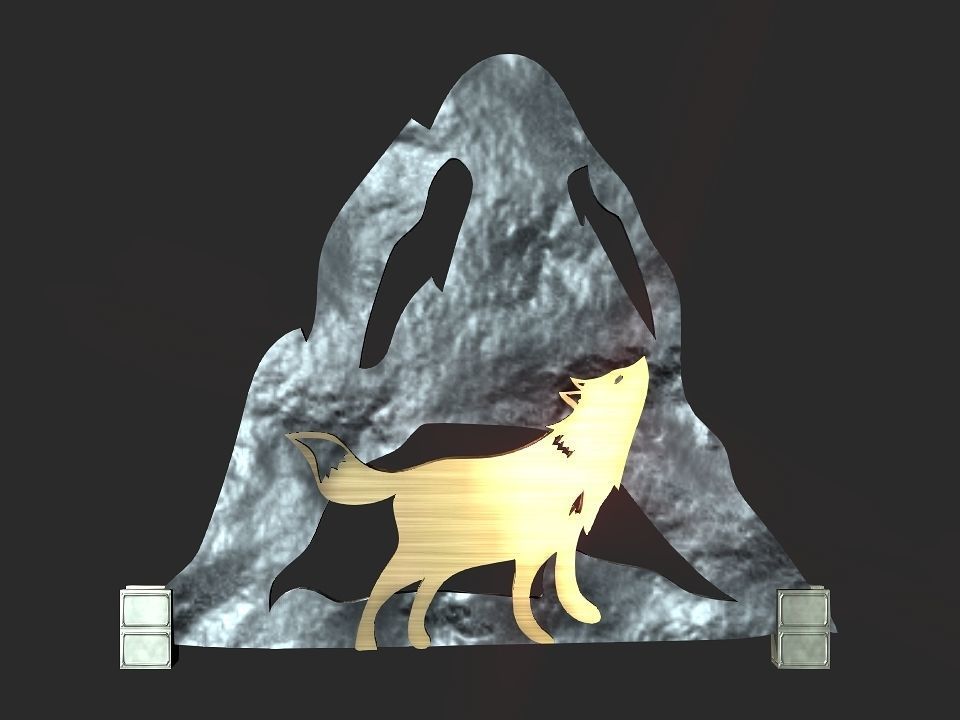 Wolf mountain stand Decoration Low-poly 3D model_5