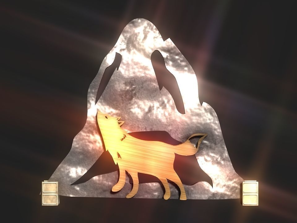 Wolf mountain stand Decoration Low-poly 3D model_22