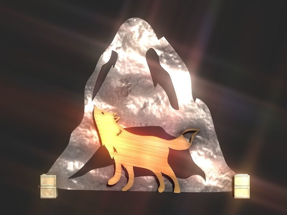 Wolf mountain stand Decoration Low-poly 3D model_24