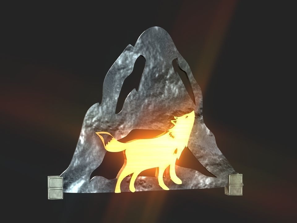 Wolf mountain stand Decoration Low-poly 3D model_2