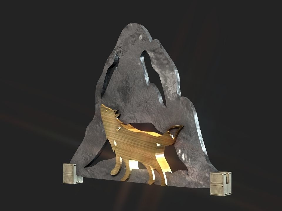 Wolf mountain stand Decoration Low-poly 3D model_1