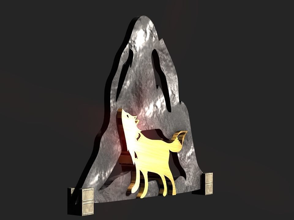 Wolf mountain stand Decoration Low-poly 3D model_19
