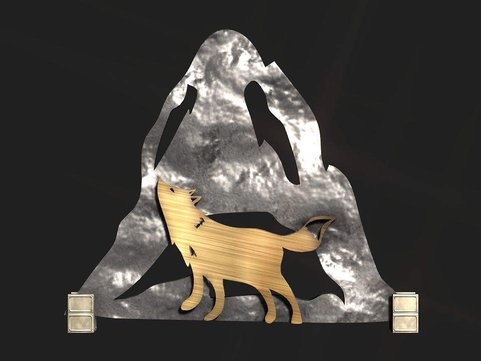 Wolf mountain stand Decoration Low-poly 3D model_21