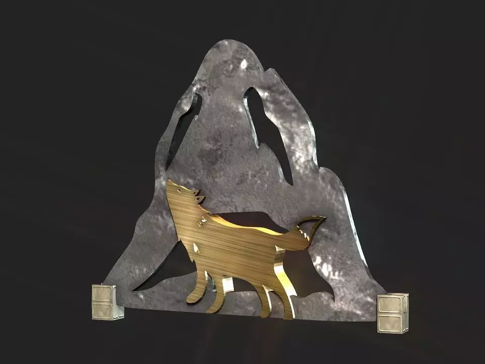 Wolf mountain stand Decoration Low-poly 3D model_0