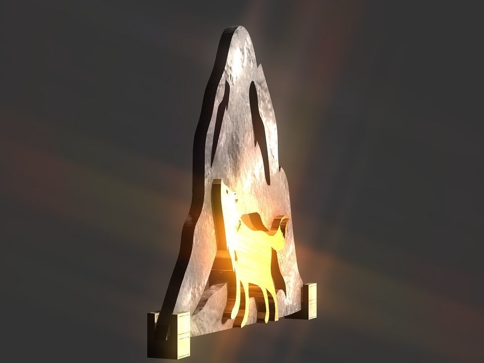 Wolf mountain stand Decoration Low-poly 3D model_16
