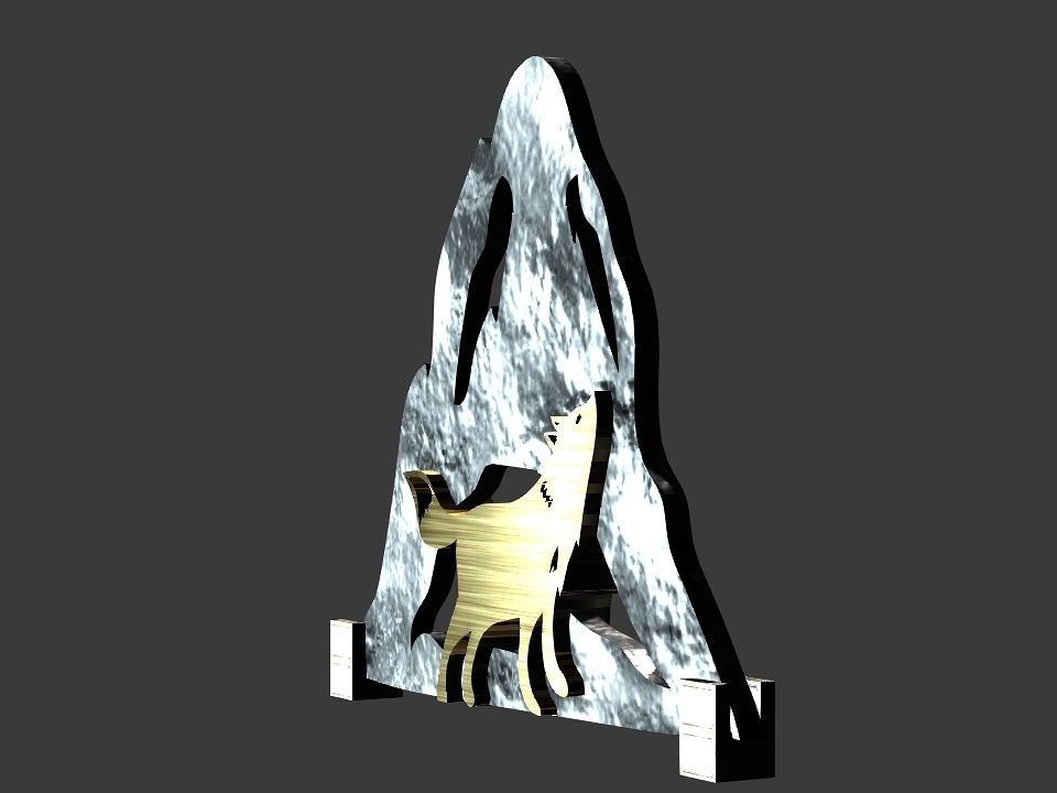 Wolf mountain stand Decoration Low-poly 3D model_10