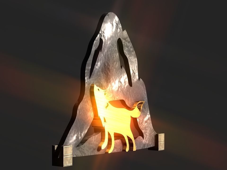 Wolf mountain stand Decoration Low-poly 3D model_18