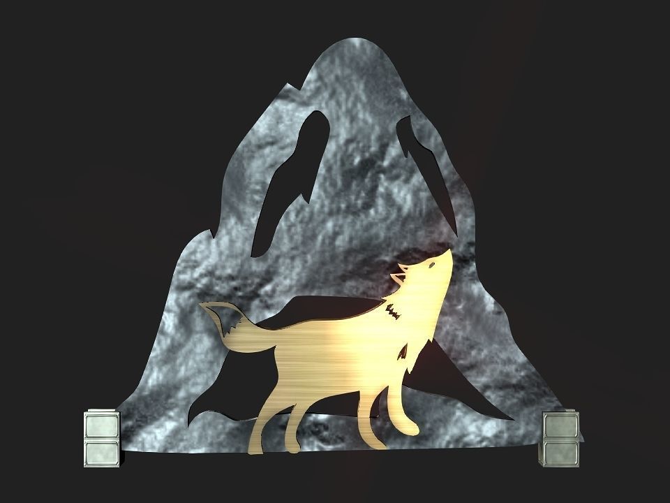 Wolf mountain stand Decoration Low-poly 3D model_4