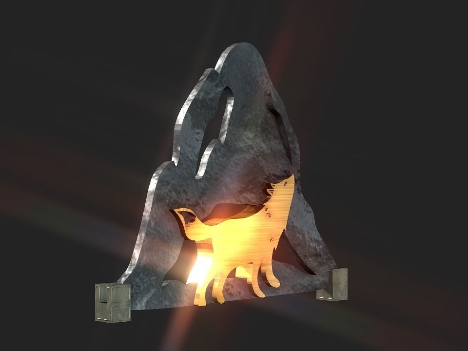 Wolf mountain stand Decoration Low-poly 3D model_29
