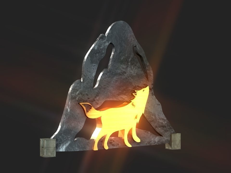 Wolf mountain stand Decoration Low-poly 3D model_30