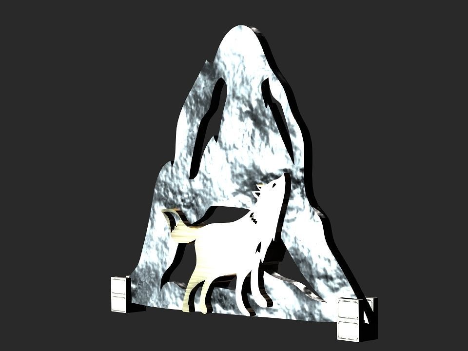 Wolf mountain stand Decoration Low-poly 3D model_9
