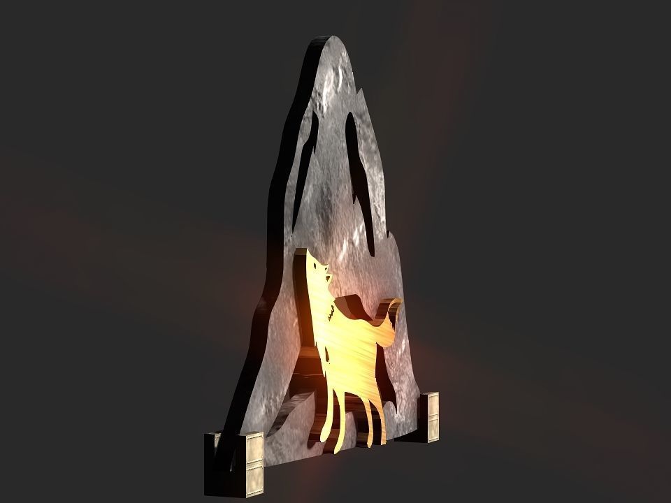 Wolf mountain stand Decoration Low-poly 3D model_17