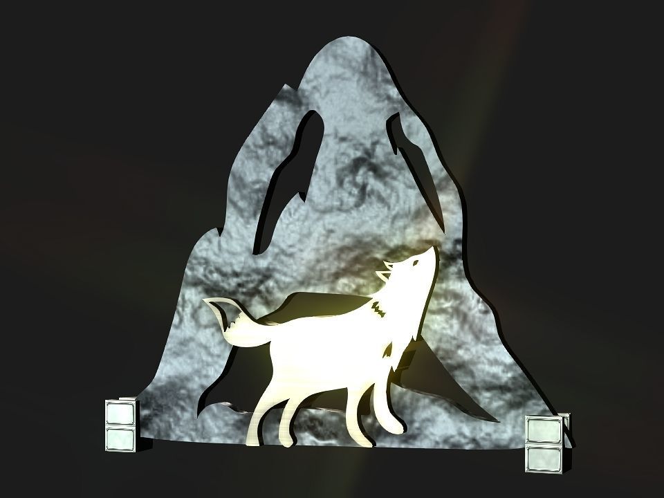 Wolf mountain stand Decoration Low-poly 3D model_6