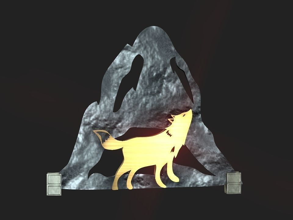 Wolf mountain stand Decoration Low-poly 3D model_3