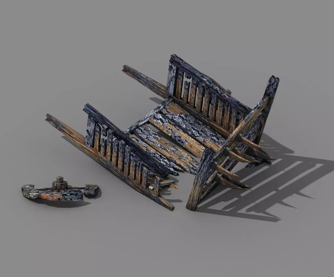 Game Elf Mountain - Broken - Chariot 05 3D model_0