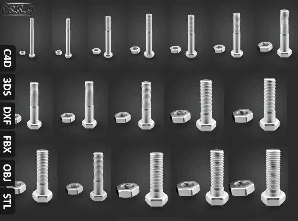 17 Bolts and Nuts 3D model_0