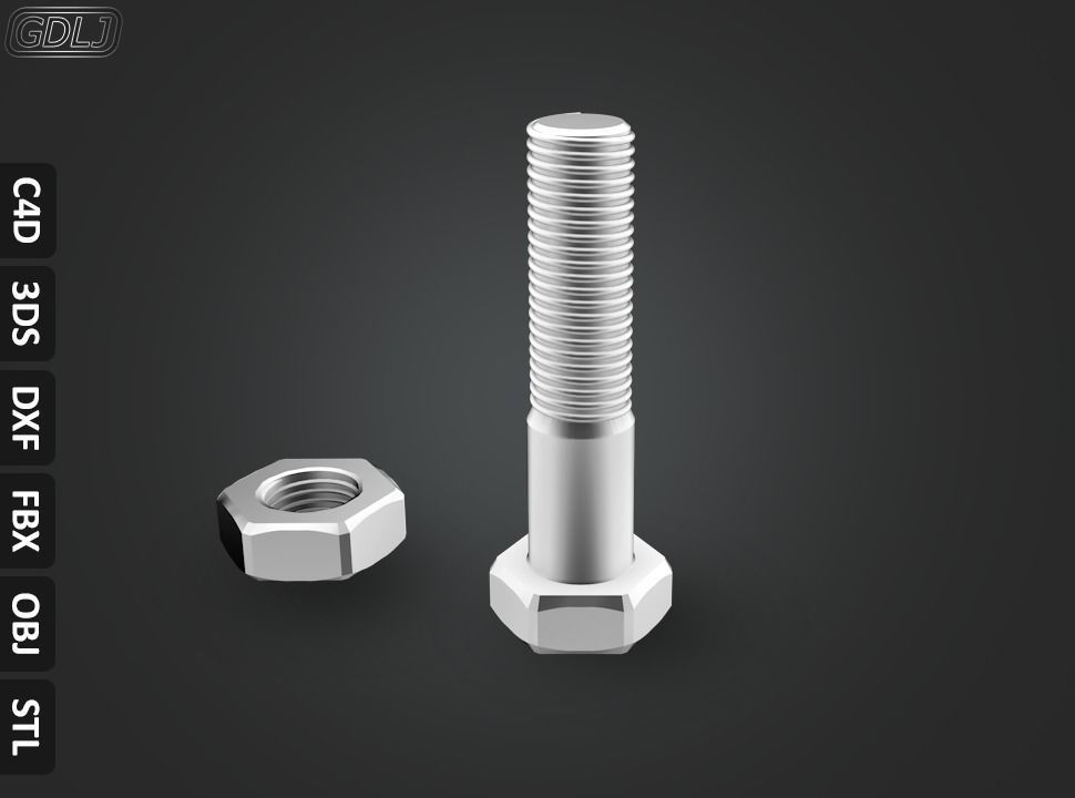 17 Bolts and Nuts 3D model_2