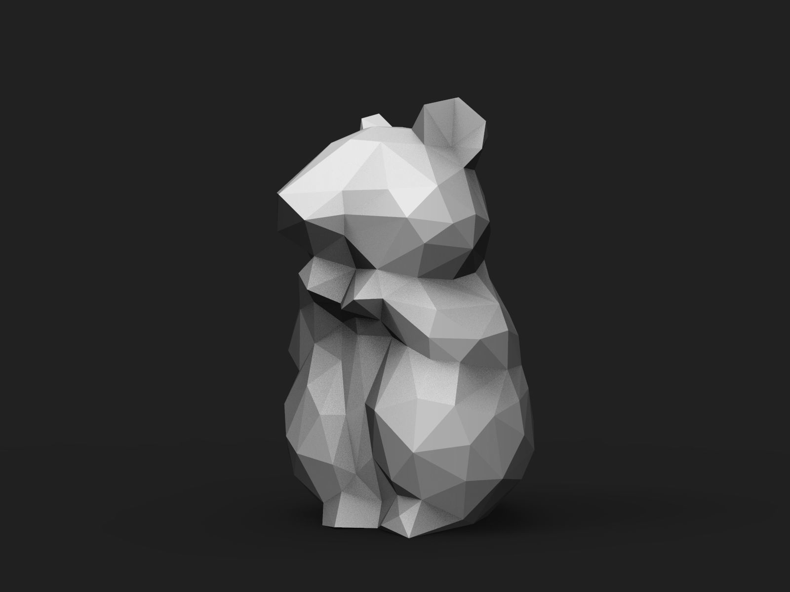 Hamster Low Poly 3D print model_3