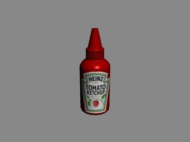 ketchup bottle of heinz tomato sauce Low-poly 3D model_1