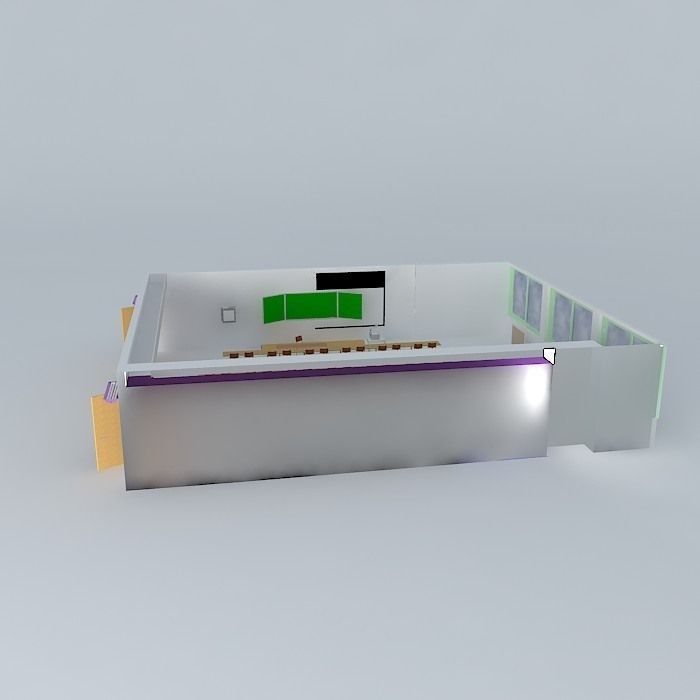 Modern classrom with charis Free 3D model_2