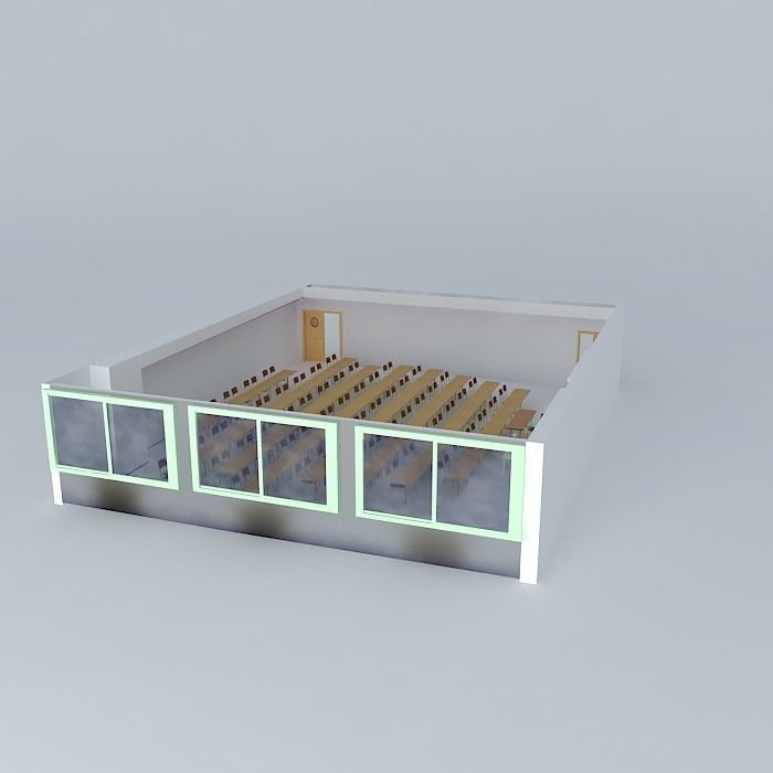 Modern classrom with charis Free 3D model_1
